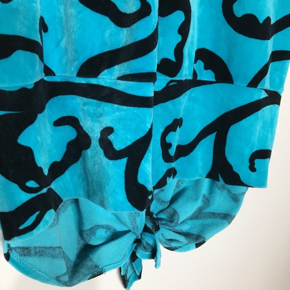 Vintage 80s Teal Black Velour Long Oversized Tunic - Picture 13 of 15